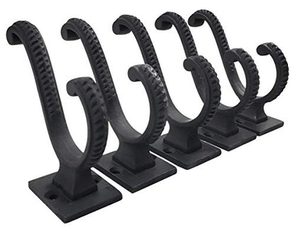 Iron Scroll Coat Hooks - Wall Mounted Rustic Farmhouse Cast Iron DIY Coat Towel Hat Scarf Bag Hook - 5 Pack (Black) - style: Scroll (Black)