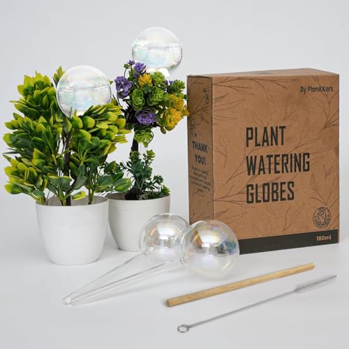 Iridescent Self Watering Globes, Glass Rainbow Plant Watering Globes, Self Watering Planter Insert, Automatic Plant Waterer Indoor (Large-4 Pcs Iridescent, Large) - color: Large - 4 Pcs (Pack of 1)