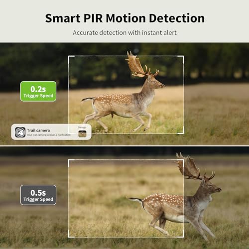 SEHMUA Trail Camera Cellular Trail Cameras 2K Live Streaming 4G LTE Cellular Gen 3rd Solar Powered Game Camera Remote Phone Access Playback Motion Activated 0.2s Trigger Time Green