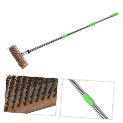 LIOOBO Stainless Steel Scrub Brush: 1.2m Heavy-Duty Wire Bristle Brush for Tough Stains - Outdoor Use on Decks Patios & Concrete - Commercial Cleaning Tool