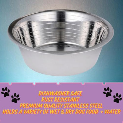 Bosky 4 Pack Stainless Steel Dog Bowls 7.7" Diameter (5 Cups) | For Food or Water, Ideal for Floor Use, For Elevated Feeder Stands - size: 7.7" (4 Pack)