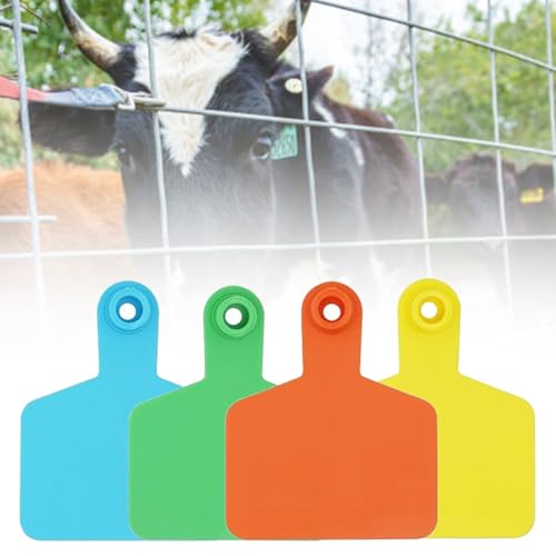 Round Identification Ear Tags, Sturdy Distinguish Ear Label with Applicator Livestock, Round Farm Animal Differentiate Lug Tag for Sheep/Cattle/Hog Goats(Orange,Cow) - color: Orange, size: Cow