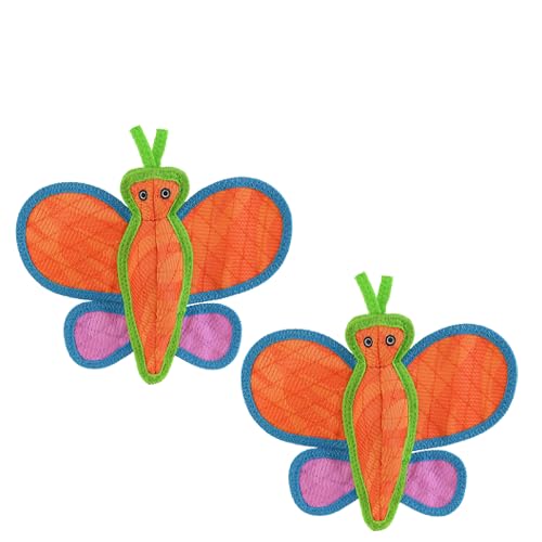 Tuffy® - DuraForce® : 2 Pack Butterfly Dog Toy: Ultra Durable Plush Toy with Multiple Layers & Reinforced Seams, Washable and Floats, DuraForce® Construction - color: 2PK Multi-color Butterfly