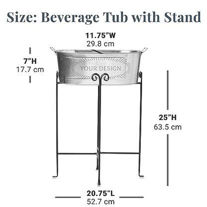 Let's Make Memories Personalized Beverage Tub - Custom America 250 Beverage Tub - Galvanized Drink Tub - 20 ¾"L x 11 ¾"W x 7" H - 5.5 Gallons - America250 America the Beautiful - color: America250 America the Beautiful, size: Without Stand