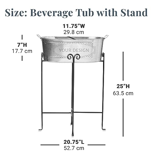 Let's Make Memories Personalized Beverage Tub - Christmas Party - Eat, Drink & Be Merry - Metal - Engraved - 5.5 Gallons - w/Stand - color: Be Merry, size: With Stand