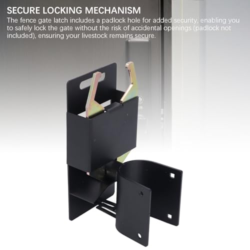 2 Way Farm Gate Latch, Heavy Duty Lockable Gate Latch for 1-5/8 to 2 Round Tube Gate, Black Fence Gate Latch, Livestock Cattle Gate Latch for Metal Gate, Farm, Pastures, Ranches