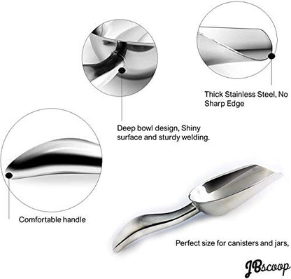 JBscoop Metal Ice Scoop Stainless Steel, Popcorn Scoop, 9.4 Inch Dog Food Scoop Popcorn for Party Wedding, Heavy Duty Dishwasher Safe - size: 12 oz