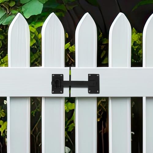 Black Iron Fence Gate Latch Lock, Colonial Style Door Hardware, 12 in, Pack of 3 - color: 12-inch Latch, size: Pack of 3