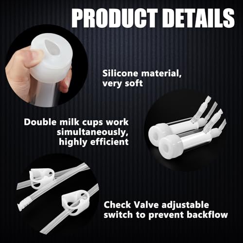 Threlaco Milking Machine Accessory Goat Teat Cup, Double Cup with Tube for Goat, Sheep, Camels, Farm Tool
