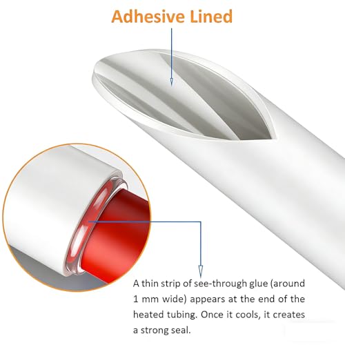 Heat Shrink Tubing Kit 355pcs - 3:1 Adhesive Lined - Electrical Waterproof Industrial Heat Shrink Terminal Connectors - Marine Grade Wire Connector Shrink Wrap Tube - 3.15" Length - White - size: 355pcs White