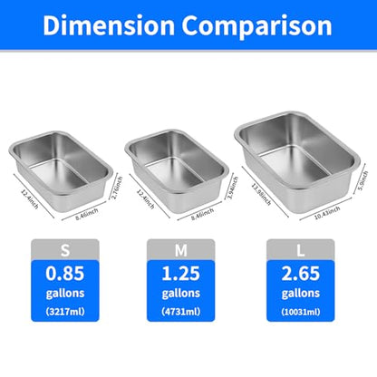 Ohtomber Stainless Steel Dog Bowls - 0.85 Gallons Large Metal Dog Water & Food Bowl No Spilling, High Capacity Water Trough Pet Dishes, Outdoor Feeder Food Plate for Medium Pet, Cat, Puppy - size: 0.85 gallons