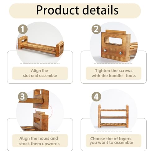 Egg Holder Countertop, 3-Tier Egg Storage for Countertop Organizer, Holds 36 Eggs, Wooden Egg Holder Fits Duck, Turkey, Chicken Eggs