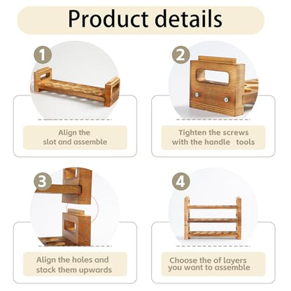 Egg Holder Countertop, 3-Tier Egg Storage for Countertop Organizer, Holds 36 Eggs, Wooden Egg Holder Fits Duck, Turkey, Chicken Eggs