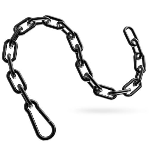 Gate Chain Lock, 23.6 Inch 304 Stainless Steel Chain Fence Gate Latch with Carabiner, Outdoor Hardware Lock Chain for Yards, Pet Cages, Horse Goat Dog Stall Barn and Fence Gates (Black Dia 5mm-1Pc) - color: Black Dia 5mm-1Pc