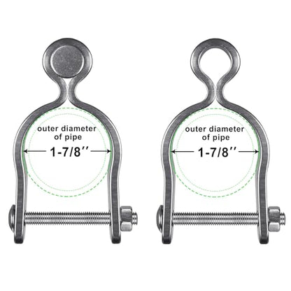 Insaga 2 Pack 1-7/8" Heavy Duty Chain Link Fence Gate Hinges, 304 Stainless Steel T-Post & Pipe Gate Hinge Kit with Frame and Post Brackets, Bolts & Nuts Included for Farm, Cattle, and Chain Link Gate - color: Light Weight, size: 1-7/8''-2Pack