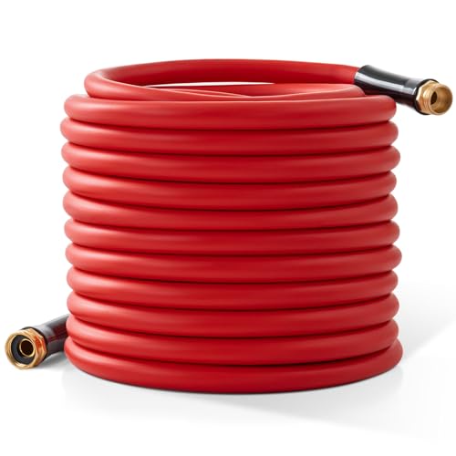 Garden Hose 100 ft x 5/8” Hot/Cold Water Hose,-50°F to 190°F,Burst 600Psi Flexible & Lightweight Upgraded Rubber Hoses,3/4” Solid Fittings for All-weather Outdoor Lawn & Garden - size: 100Ft, style: 5/8"