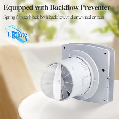 WiseWater Bathroom Exhaust Fan, 110V ac 56CFM 34 dB 4” Duct 6" Panel Extractor Fan, Ceiling&Wall Mounted Ventilation Fan for Bathroom, Laundry Room, Bedroom, Office - size: 4"