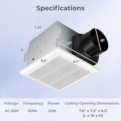 COSTWAY Bathroom Exhaust Fan, Ceiling Mount Ventilation Fan with Galvanized Sheet Housing, 4 Inch Duct Connector, 80 CFM 1.5 Sones Quiet Bath Vent Fan for Home, White - size: 80 CFM