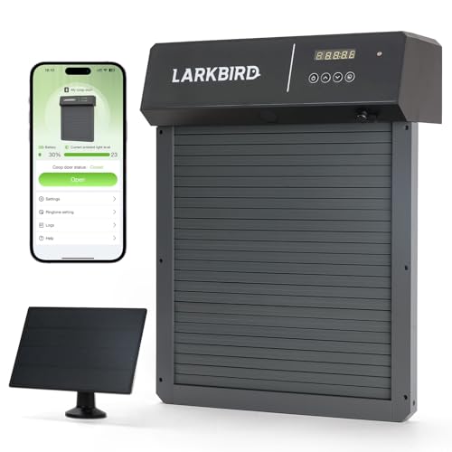 LARKBIRD Automatic Chicken Coop Door with Audio Recall Function, Solar Chicken Coop Door with Timer & Light Sensor, App Control Chicken Door with Anti-Pinch System (Gray) - color: Gray