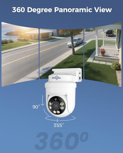 Hiseeu 3K 360° View PTZ Wired Security Camera System 4 Channel | Smart Color Night Vision,Audio 8ch 5MP DVR,4PCS Cameras,1TB HDD,Person/Vehicle Detection,Home CCTV Camera System Outdoor - color: White 4 CH