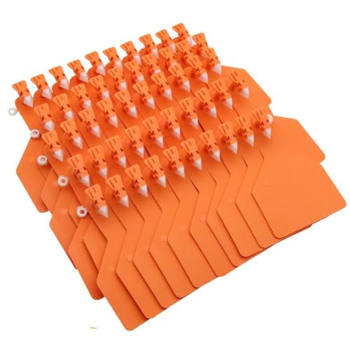 Ear Tag Livestock Tag Blank for Cattle Marking - One Piece Cattle Tag Compatible with Z Tags for Cattle Applicators Comes with a Permanent Marker Orange 100pcs - color: Orange, size: 100pcs
