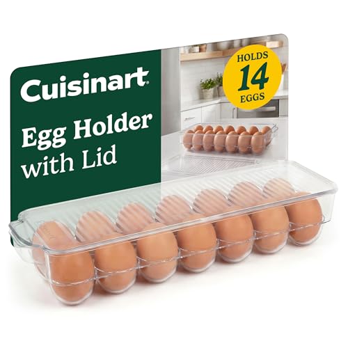 Cuisinart Egg Holder for Fridge with Lid – Easy-to-Use Clear Stackable Egg Organizer for Refrigerator Storage, Holds Up to 14 Eggs, Space-Saving Container - color: 14 Eggs