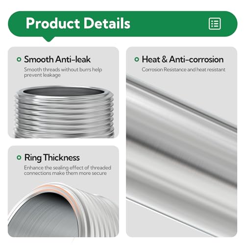 TAISHER 1PCS Stainless Steel Pipe Fittings, 1-1/4" NPT Male x 1-1/4" NPT Male Threaded, 4" Length Nipple Cast Pipe - size: 1-1/4" MNPT 1Pcs