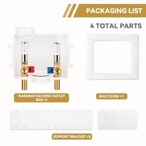 Washing Machine Outlet Box with Stainless Steel Water Hammer Arrestor, 1/2 Inch MIP&SWEAT x3/4 Inch MHT with Center Drain, Washer Faucet Recessed Box, Laundry Washer Valve Outlet Box - color: MIP&Sweat/SS Arrestor