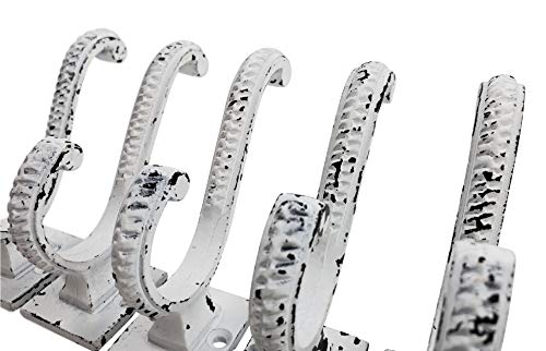 Iron Scroll Coat Hooks - Wall Mounted Rustic Farmhouse Cast Iron DIY Coat Towel Hat Scarf Bag Hook - 5 Pack (Antique White) - style: Scroll (Antique White)