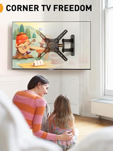 Perlegear Full Motion TV Wall Mount for Most 26–50 Inch TVs, Max VESA 300 x 300mm, TV Monitor Wall Mount Bracket with Rotation, Swivel, Tilt, Extension and Leveling Adjustment, Holds up to 55 lbs - size: for 26-50 inch TVs