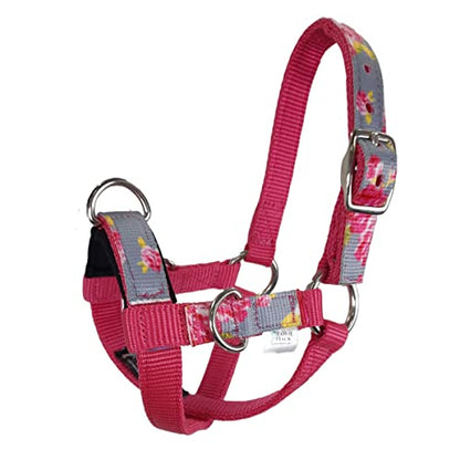 Tahoe Tack Nylon Overlay Sheep and Goat Training Halter with Padded Noseband - 6 Month Warranty - color: Grey Floral, size: Medium Sheep/Goat