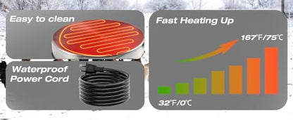 H&G lifestyles Chicken Water Heater, Heated Chicken Waterer | Poultry Water Heater for Winter, Compatible with 5 Gallons Chicken Waterer,13 Inches Stainless Steel Chicken Water Heater