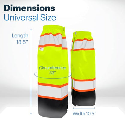 GGS Leg Gaiters - High Visibility Polyester with Reflective Tape, Lightweight Safety Gear for Hunting, Construction/Roadwork, Outdoor Projects, Universal Fit, Yellow/Green - color: High-visibility Yellow/Green, style: Solid Polyester
