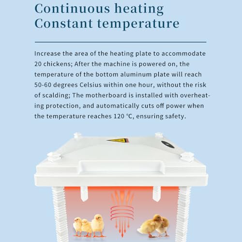Chicken Brooder Heater for Chicks 12” x 12” for 20 Chicks Chicken Brooder with Adjustable Height Brooder Plate