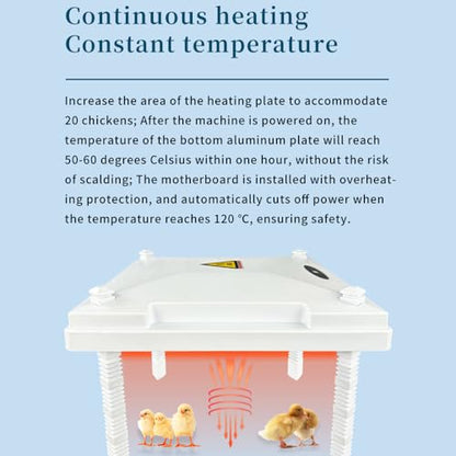 Chicken Brooder Heater for Chicks 12” x 12” for 20 Chicks Chicken Brooder with Adjustable Height Brooder Plate