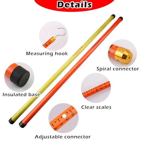 Telescoping Measuring Rod 35ft/10m - Insulated Epoxy Ruler for Tree Height Measurement, Adjustable 25-50ft, Durable Power Measuring Stick in Yellow - color: 12m/39.4ft, size: Yellow