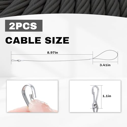 WellMade 2 Pack Stainless Steel Gate Lock Cable, Heavy Duty Rust-Proof Fence Opener Cable for Wooden & Vinyl Gates, Easy Open Gate Latch String Replacement