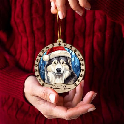 Personalized Alaskan Malamute Ornament, Alaskan Malamute Christmas Ornament, Custom Name Alaskan Malamute Dog Suncatcher for Christmas Tree - color: Alaskan Malamute