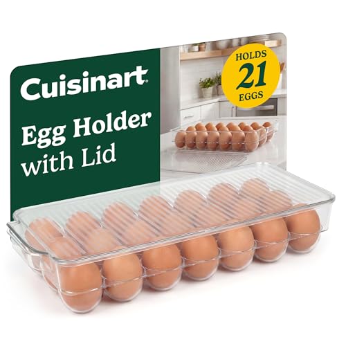 Cuisinart Egg Holder for Fridge with Lid – Easy-to-Use Clear Stackable Egg Organizer for Refrigerator Storage, Holds Up to 21 Eggs, Space-Saving Container - color: 21 Eggs