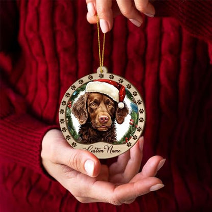 Personalized American Water Spaniel Ornament, American Water Spaniel Christmas Ornament, Custom Name American Water Spaniel Dog Suncatcher for Christmas Tree - color: American Water Spaniel
