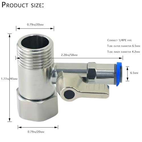 1/2" x 1/2" x 1/4" Tee Stop Valve, Stainless Steel RO Water Branch Tee | Heavy-duty stainless tee for RO, coffee & fridge ice makers. Connects 1/2" line to 1/4" tubing – no extra reducer needed. - style: 1/2*1/2*1/4Three-Way Ball Valve