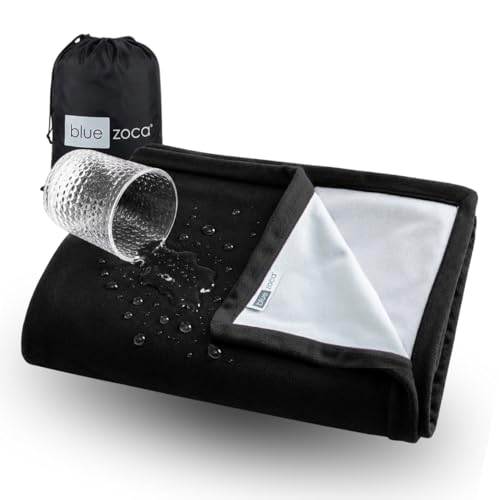 Waterproof Blanket | Machine Washable Dog Bed Cover | Waterproof Pet Blanket for Couch, Bed & Car | Cat & Dog Blankets for Large Dogs, Pets & Adults | Travel Size - 65x50in Black - color: Midnight Black/Gray Mist, size: Travel Size (65 x 50in)