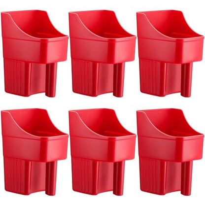 Baderke 6 Pcs Plastic Feed Scoop Enclosed Feed Scoop with Measure Marks Heavy Duty Durable Stackable for Horse Goat Ranchers Livestock Homesteaders Feeding Supplies (Red) - color: Red