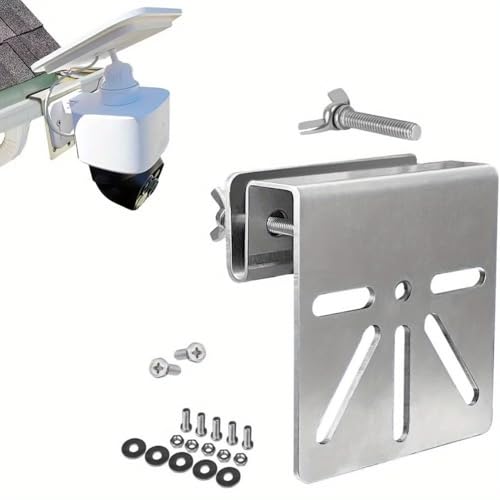 Stainless Steel Gutter Mount for Outdoor Security Camera and Solar Panel Gutter Mount Adjustable Bracket with 360° Rotation No Drill Installation with 1/4 Screw Thread