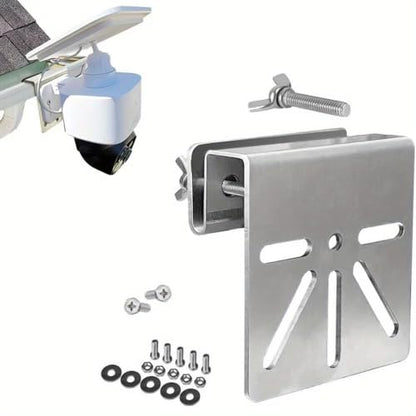 Stainless Steel Gutter Mount for Outdoor Security Camera and Solar Panel Gutter Mount Adjustable Bracket with 360° Rotation No Drill Installation with 1/4 Screw Thread