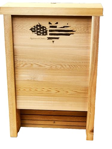 Made in USA- Premium-Grade Red Cedar Single-Chamber Bat Box, Easy-to-Install Wooden Bat House Kit, Weather-Resistant for Outdoors, with Mounting Screws - Applewood Outdoor - style: Single Chamber Cedar