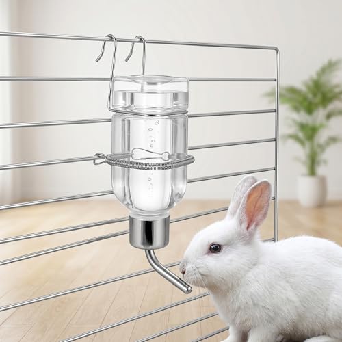 POPETPOP 2Pcs Pet Cage Water Bottle Chew-Proof No Drip Hanging Small Animal Water Dispensers for Rabbits, Ferrets, Guinea Pigs Hamsters and Other Small Animals