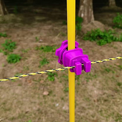 25PCS Screw Tight Round Post Insulator, Electric Fence Wire Holding Insulator, Two Piece Suit (Purple) - color: Purple