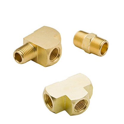 Brass 1/4" NPT Female Barstock Tee & 1/4" NPT Male Hex Nipple & 1/4" NPT Male Run Tee Assortment Kits - style: Tee/Nipple/Male Run Tee
