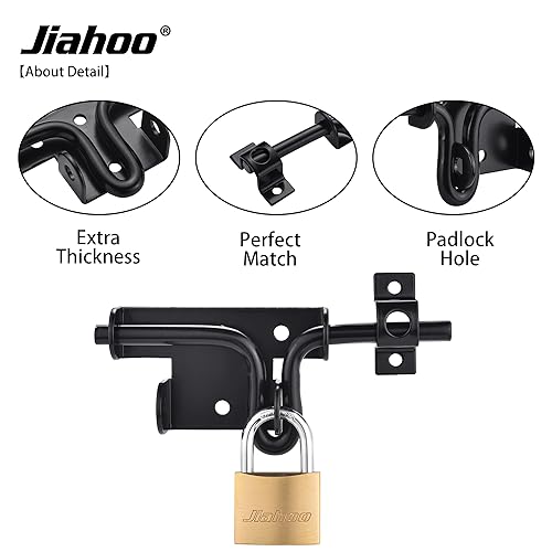 JIAHOO Door Lock Gate Latch, Heavy Duty Slide Bolt Door Lock with Brass Padlock & 3 Keys, Sliding Bolt Latch Hardware kit for Wooden Fence, Shed Door, PVC Fence, Barn Door - style: Slide Bolt Latch & Padlock